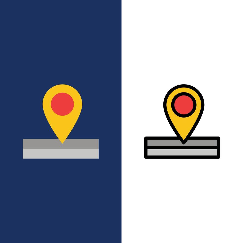 carta geografica Posizione posto icone piatto e linea pieno icona impostato vettore blu sfondo