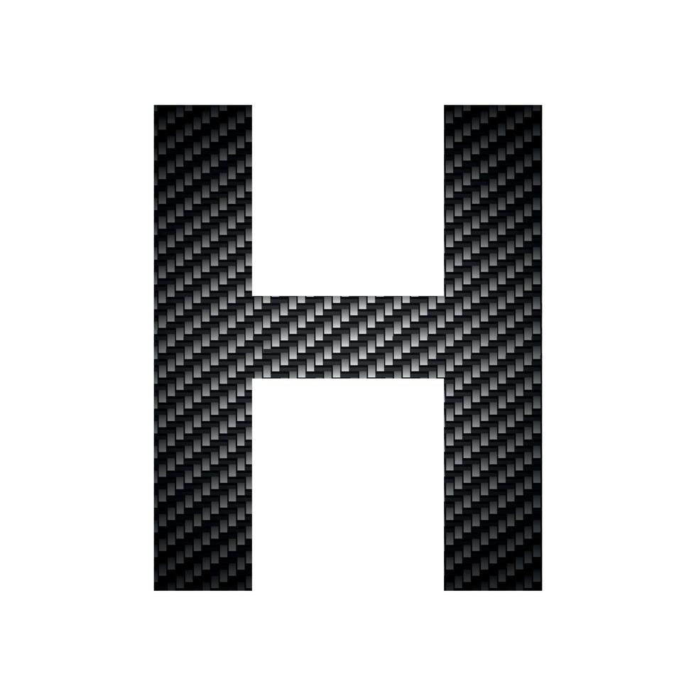 inglese alfabeto lettera h, carbonio buio struttura su bianca sfondo - vettore