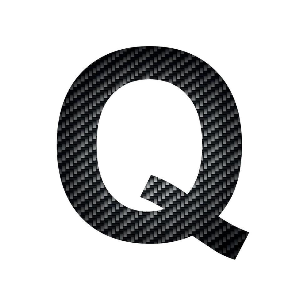 inglese alfabeto lettera q, carbonio buio struttura su bianca sfondo - vettore