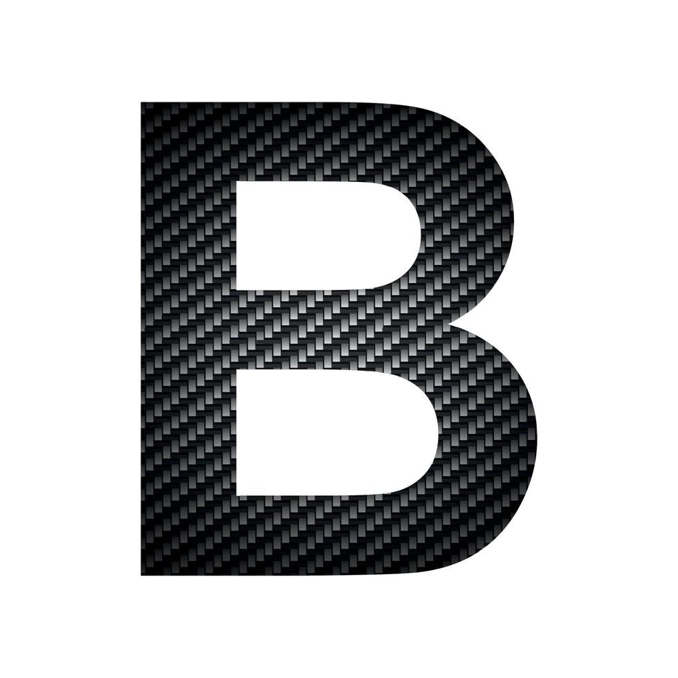 inglese alfabeto lettera b, carbonio buio struttura su bianca sfondo - vettore