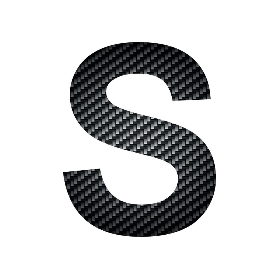 inglese alfabeto lettera S, carbonio buio struttura su bianca sfondo - vettore