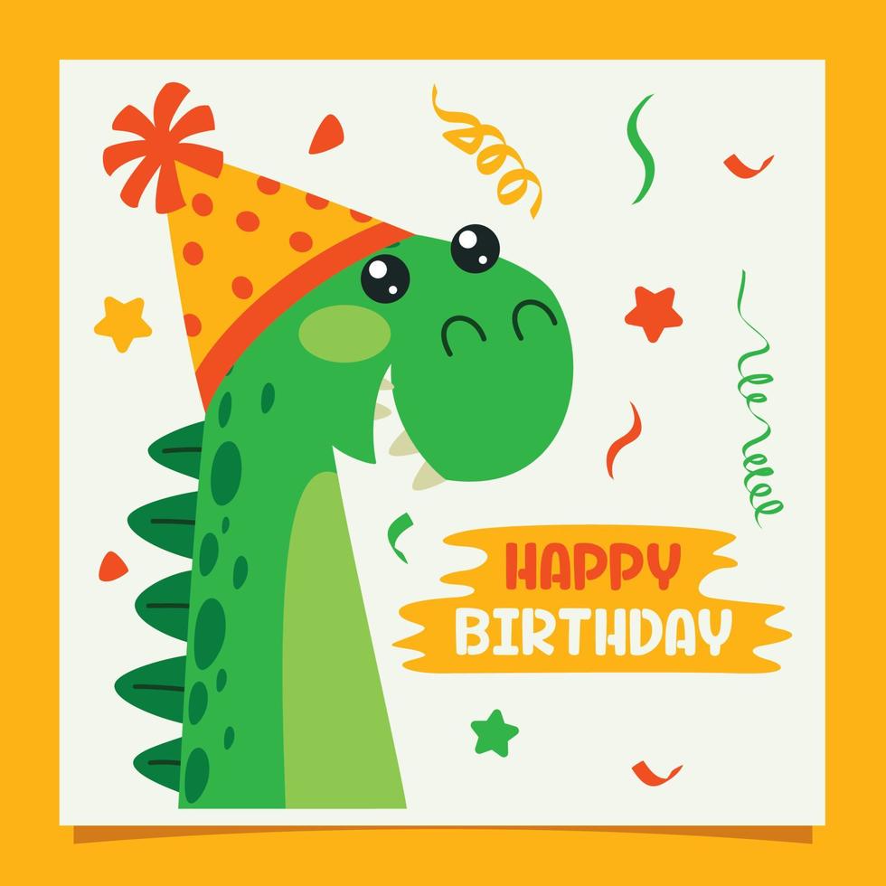 compleanno carta con dinosauro personaggio vettore