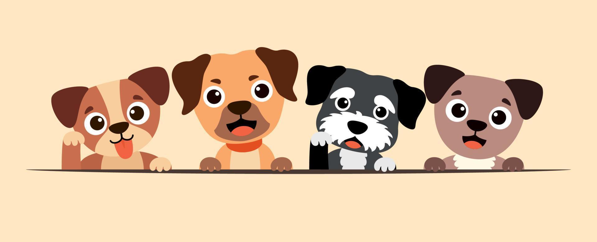 cartone animato disegno di carino cani vettore