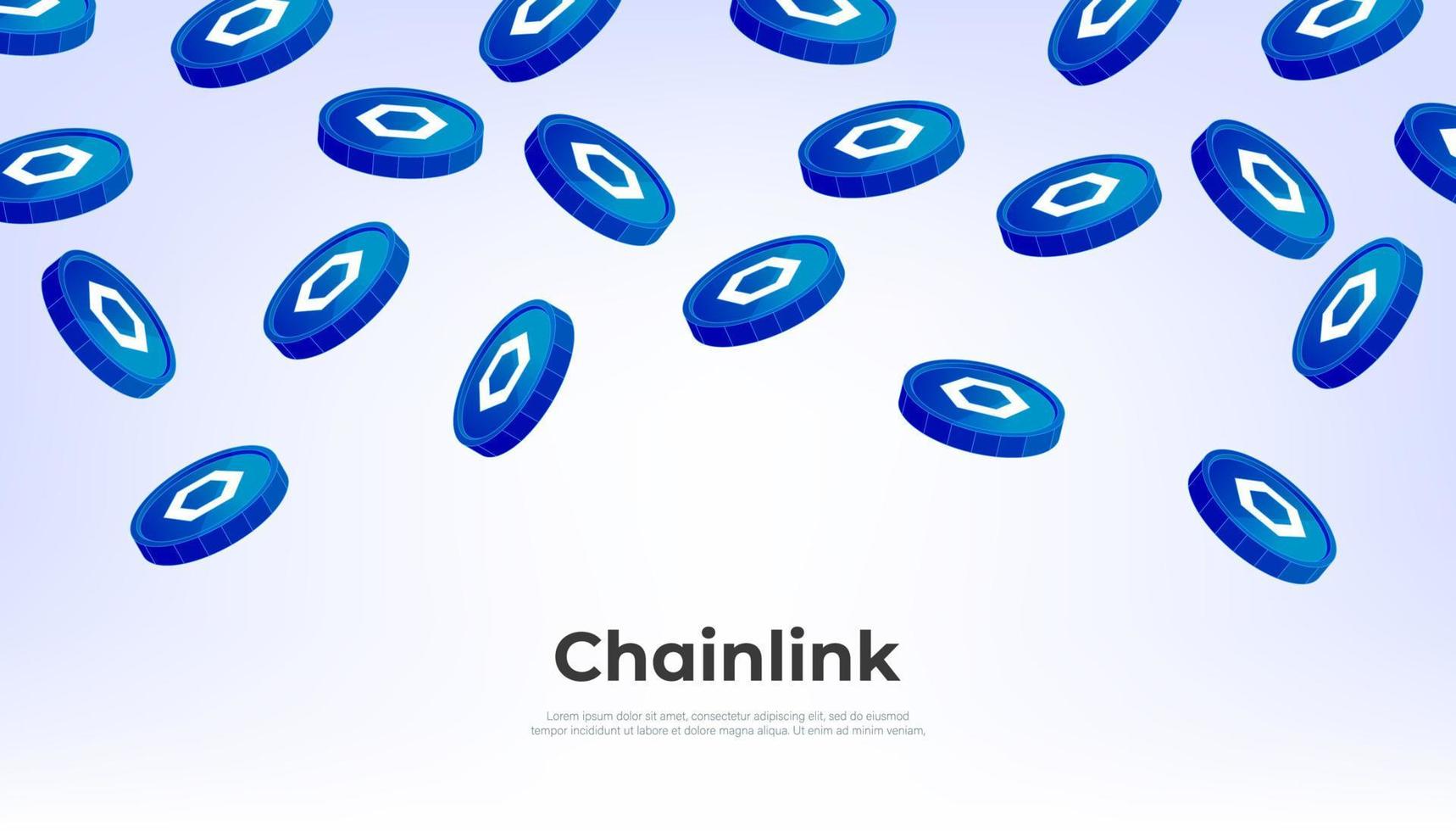 chainlink moneta caduta a partire dal il cielo. collegamento criptovaluta concetto bandiera sfondo. vettore