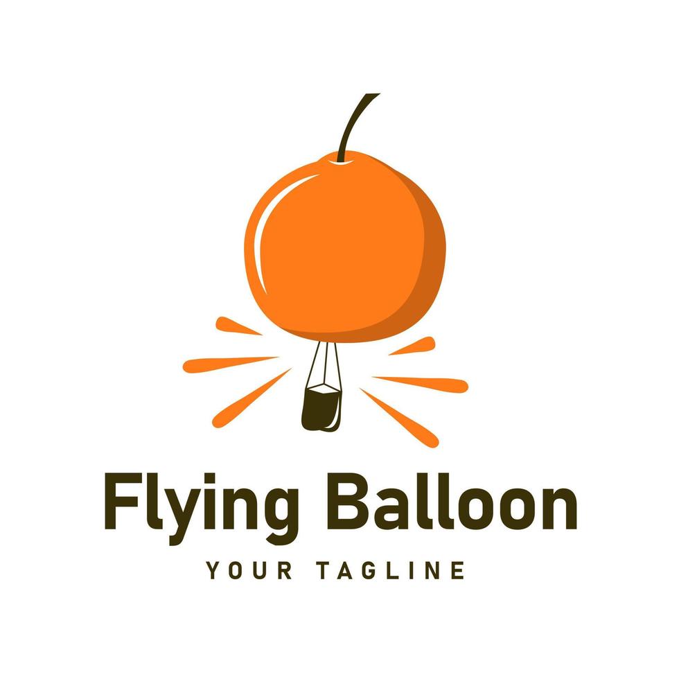 unico arancia arancia frutta sagomato Palloncino volante nel il aria illustrazione logo, caldo aria Palloncino vettore