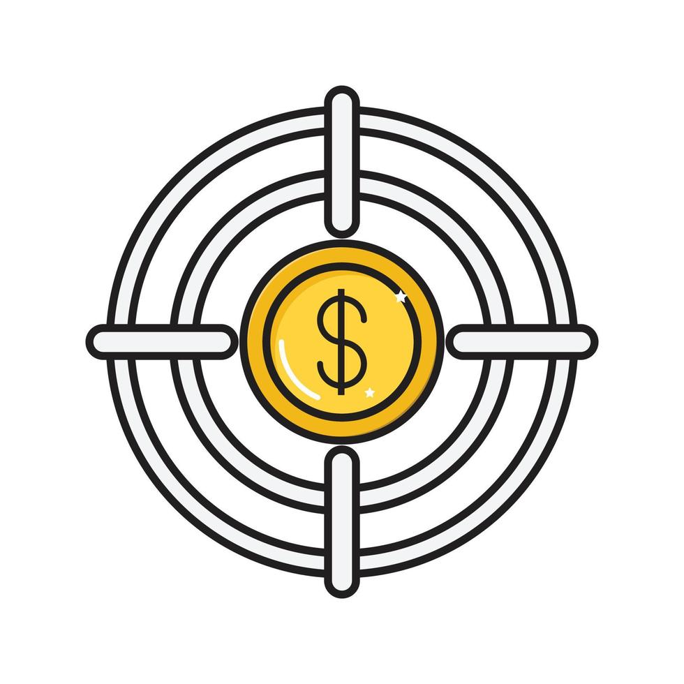 illustrazione vettoriale di destinazione del dollaro su uno sfondo. simboli di qualità premium. icone vettoriali per il concetto e la progettazione grafica.