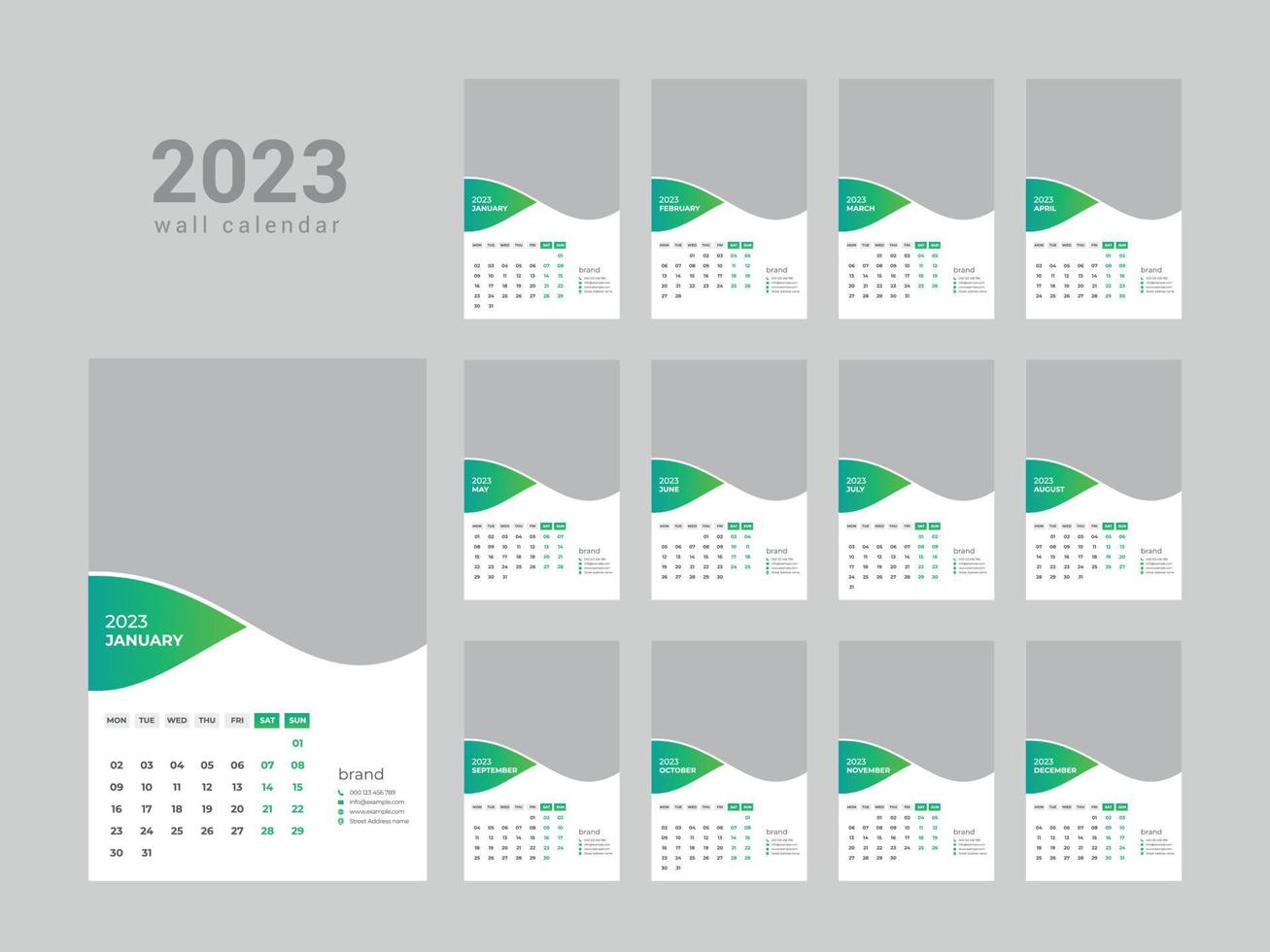 calendario da parete 2023 vettore