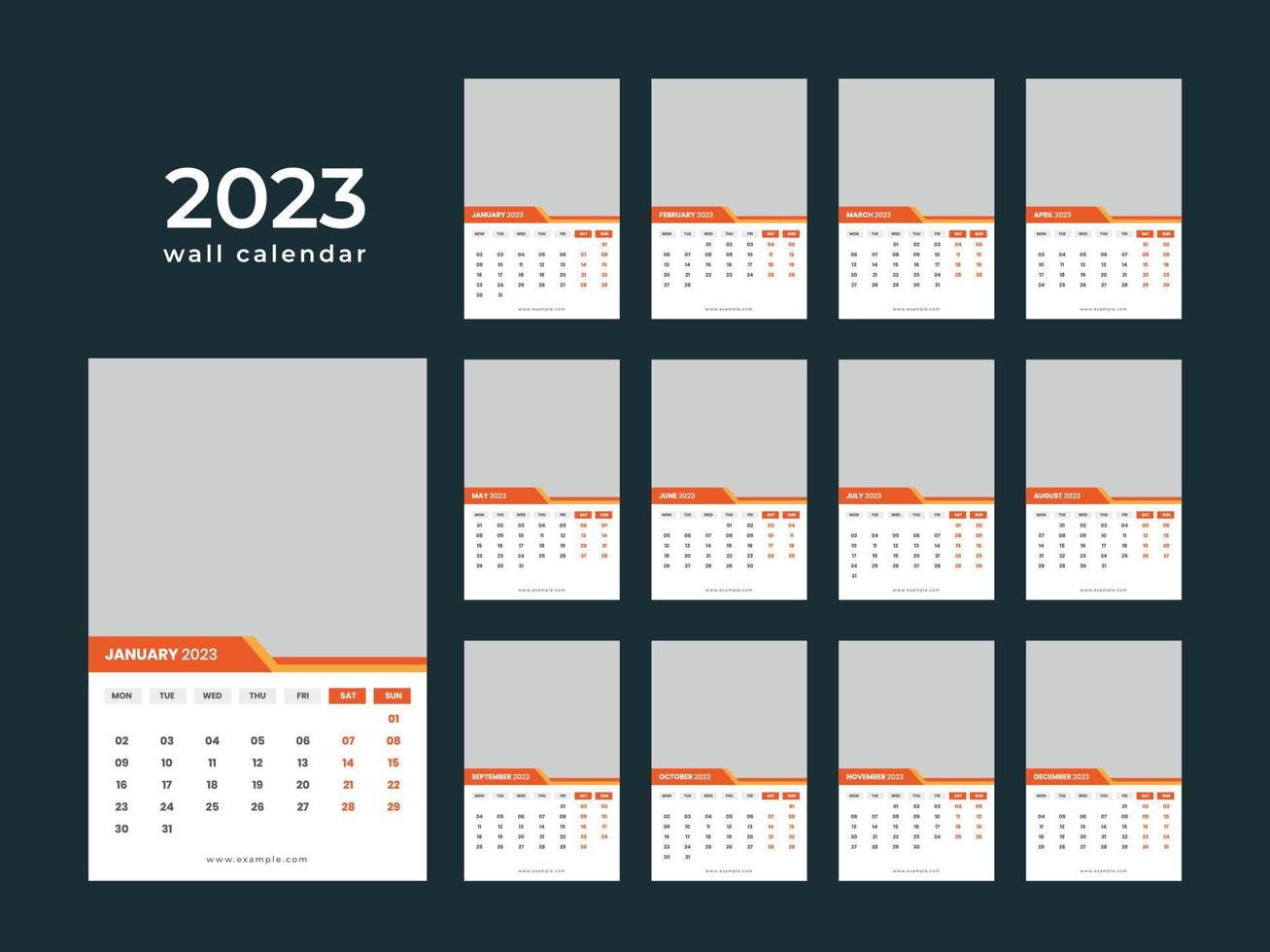 calendario da parete 2023 vettore