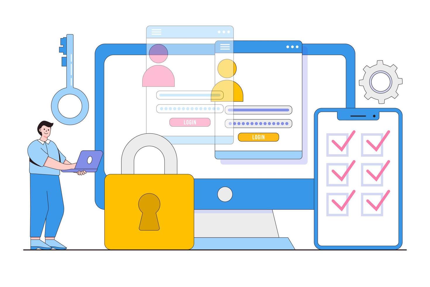 piatto personale dati sicurezza concetto. schema design stile minimo vettore illustrazione per atterraggio pagina, ragnatela striscione, infografica, eroe immagini