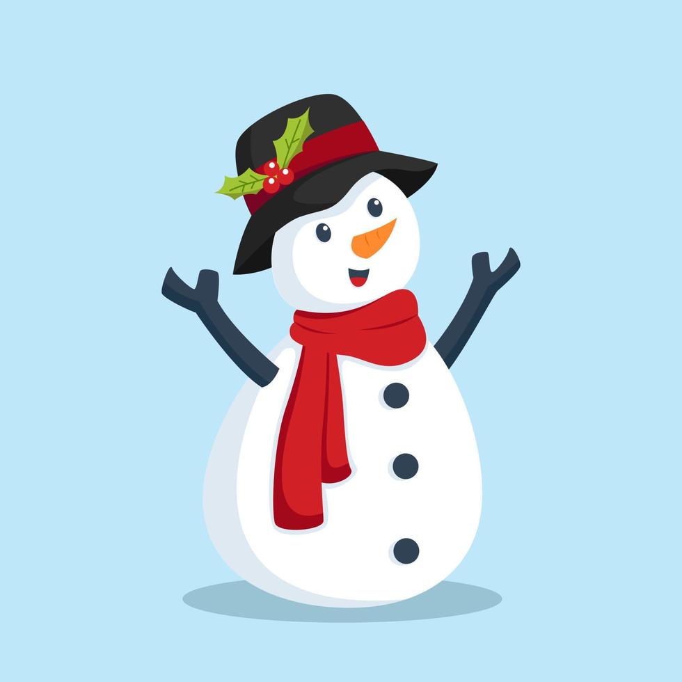 Natale pupazzo di neve con cappello personaggio design illustrazione vettore