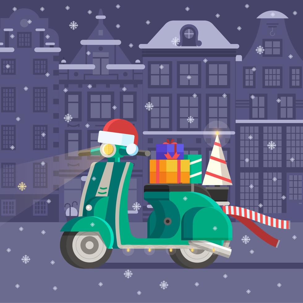 Natale scooter consegnare i regali vettore
