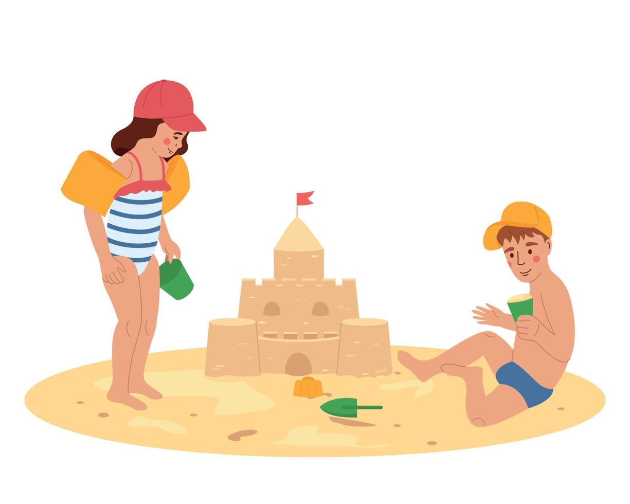 sabbia castelli bambini composizione vettore