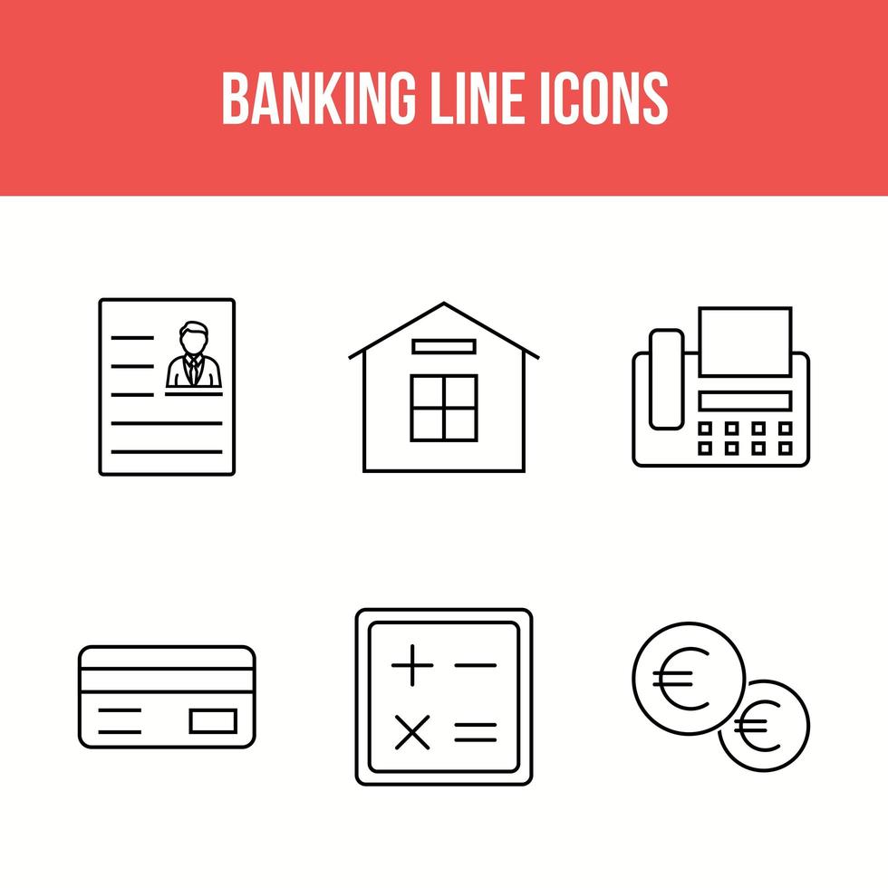 set di icone di linea bancaria e finanziaria vettore