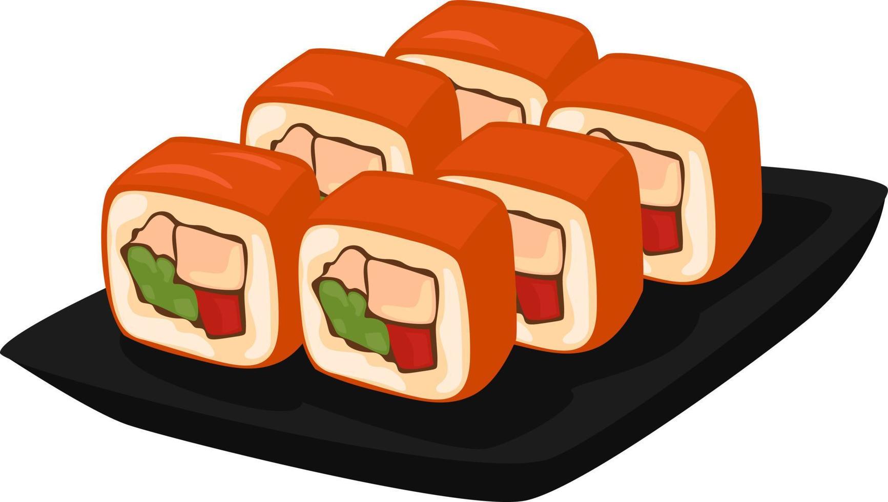 Sushi rotoli, illustrazione, vettore su bianca sfondo.