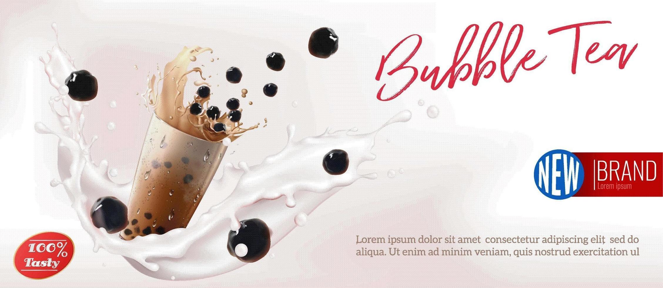 pubblicità della spruzzata del latte del tè della bolla vettore
