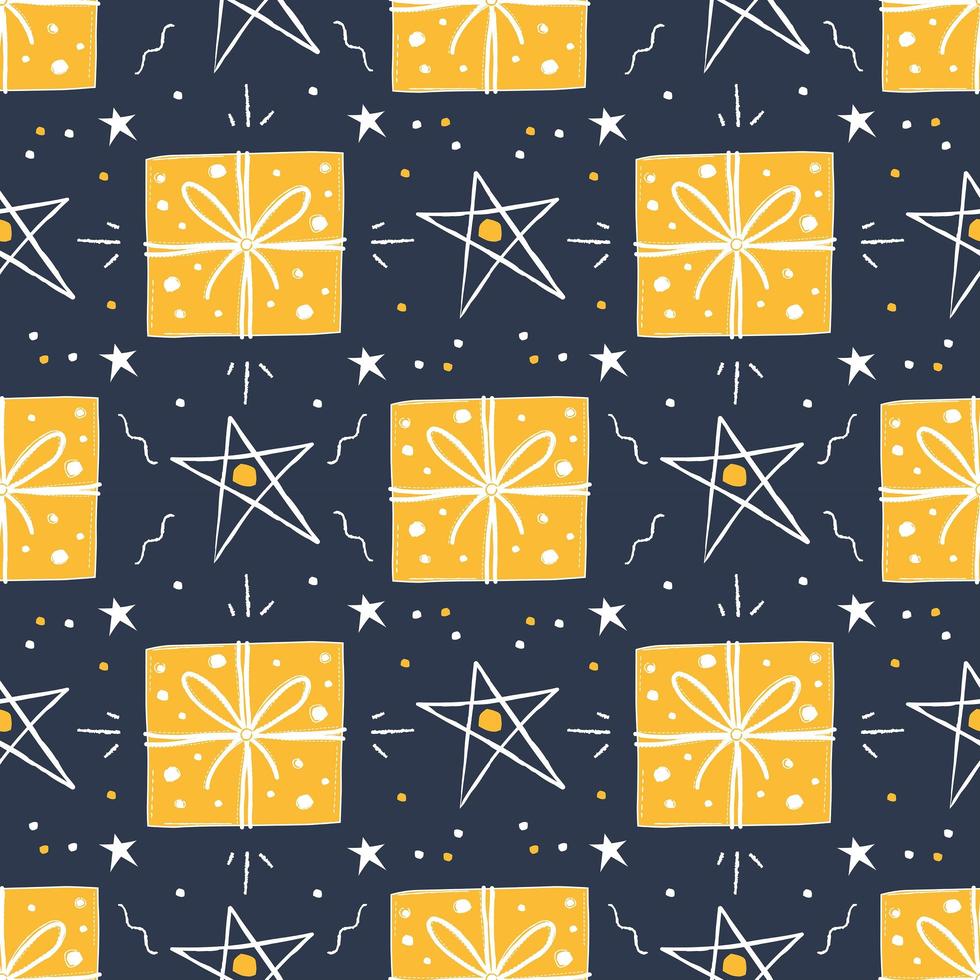 Natale, Capodanno regali e stelle seamless pattern vettore