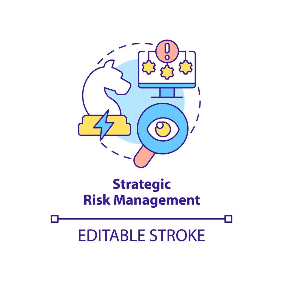 strategico rischio gestione concetto icona. efficace attività commerciale strategia astratto idea magro linea illustrazione. raggiungimento obiettivi. isolato schema disegno. modificabile ictus. vettore