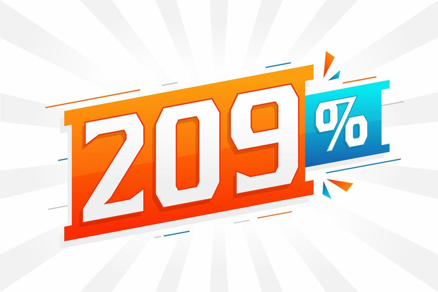 209 sconto marketing bandiera promozione. 209 per cento i saldi promozionale design. vettore