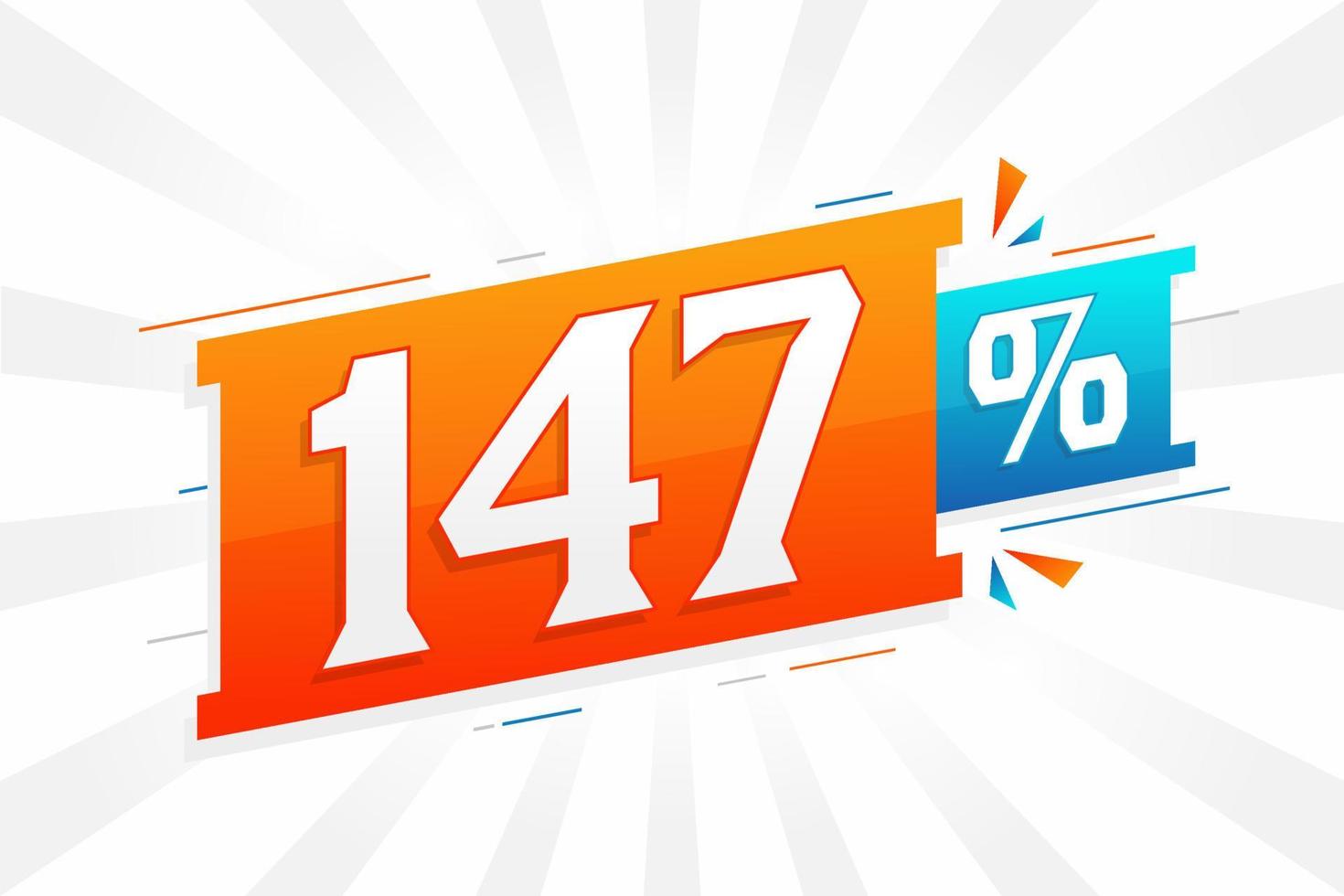 147 sconto marketing bandiera promozione. 147 per cento i saldi promozionale design. vettore