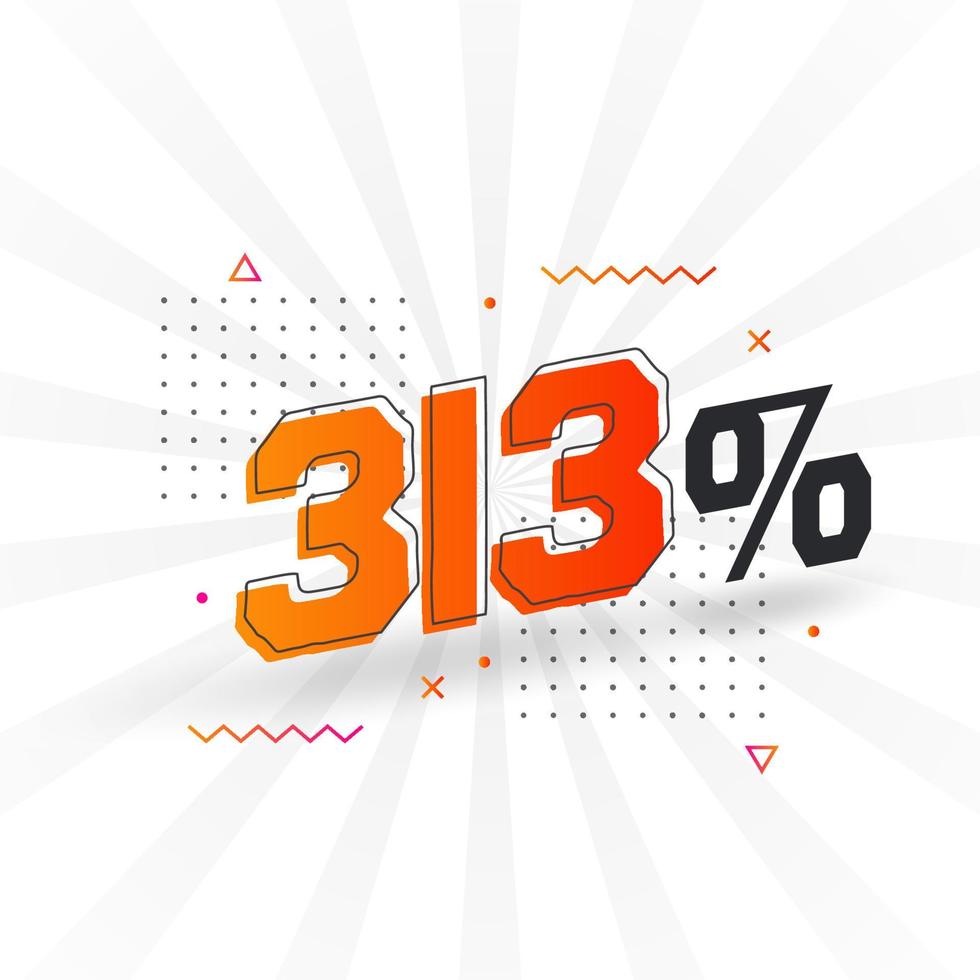 313 sconto marketing bandiera promozione. 313 per cento i saldi promozionale design. vettore