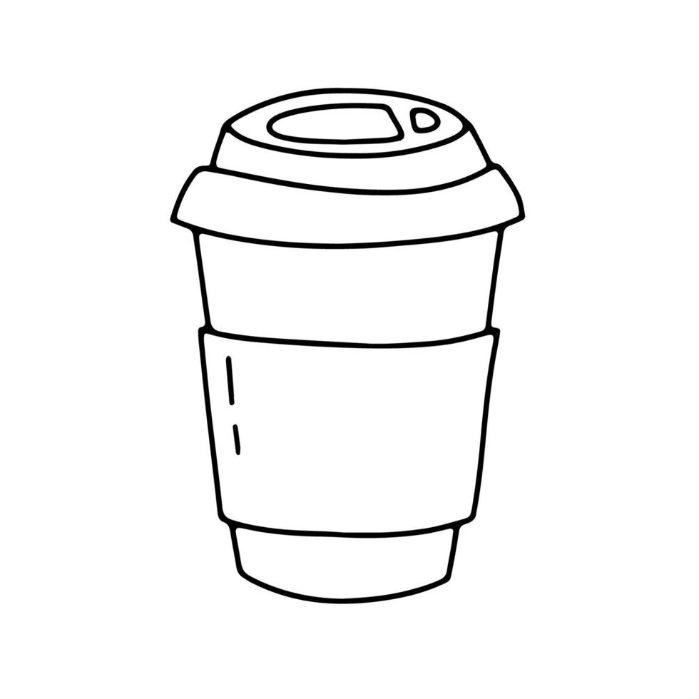 scarabocchio prendere lontano caffè tazza. vettore illustrazione isolato su bianca