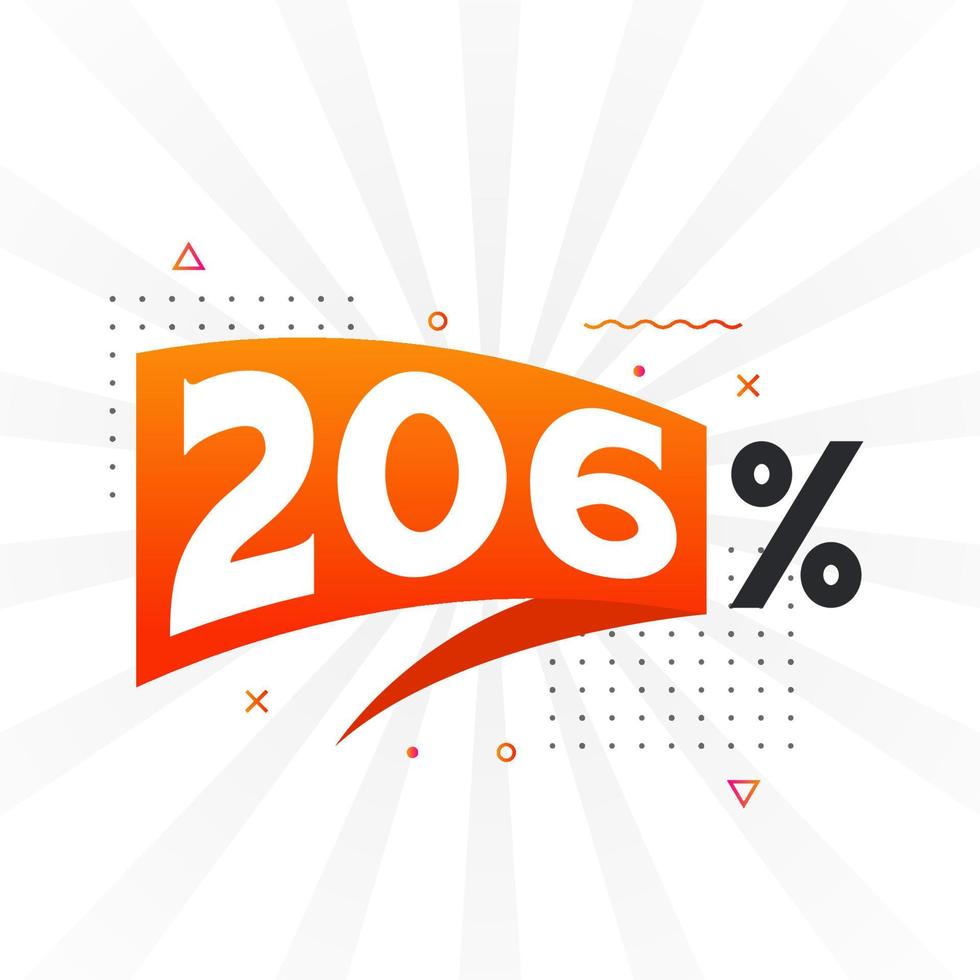 206 sconto marketing bandiera promozione. 206 per cento i saldi promozionale design. vettore