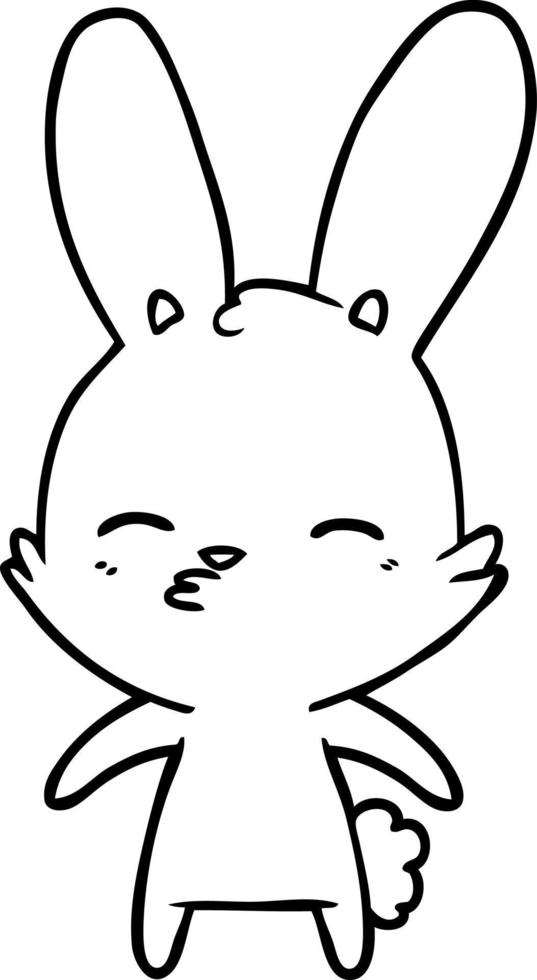 cartone animato linea arte coniglio baci vettore