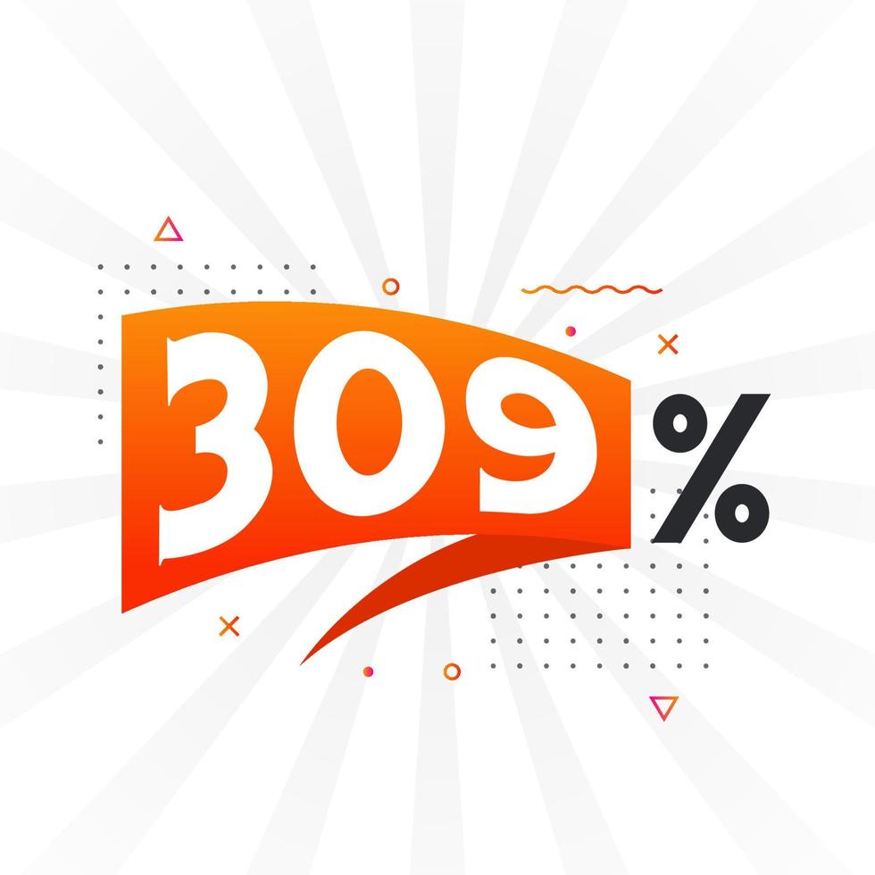 309 sconto marketing bandiera promozione. 309 per cento i saldi promozionale design. vettore