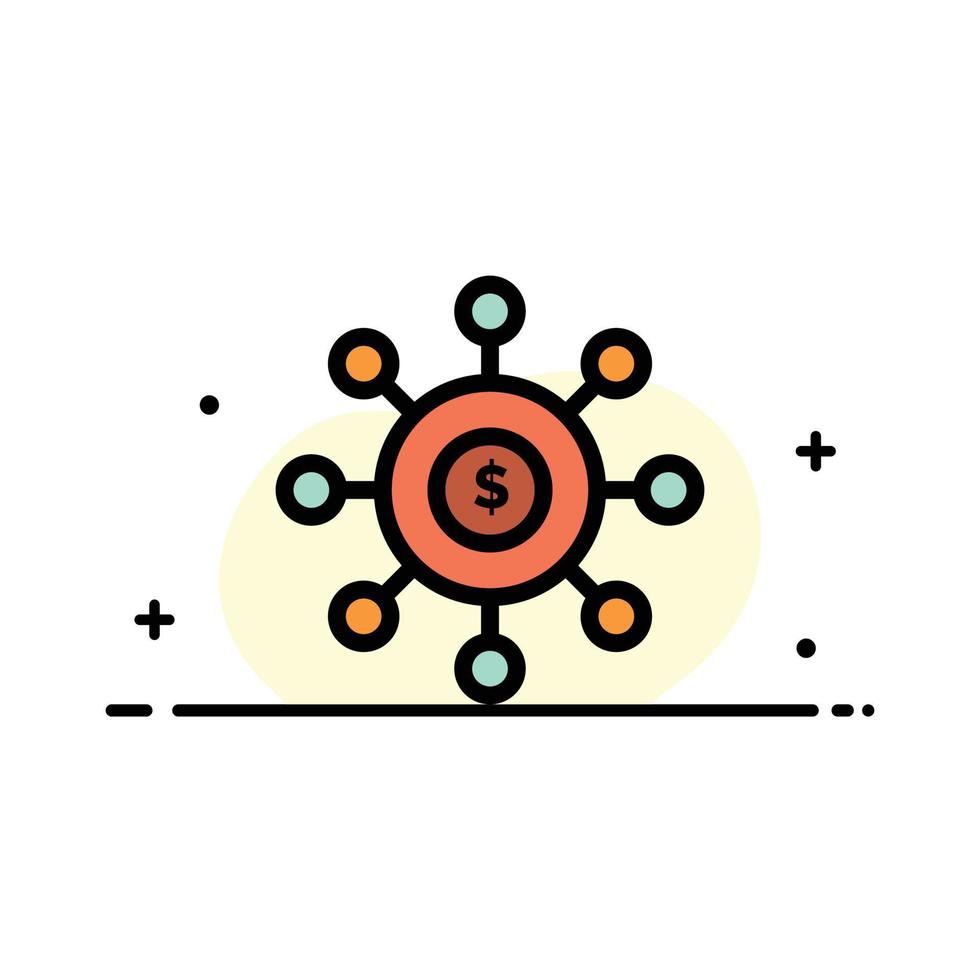 dollaro i soldi connessione semina finanziario attività commerciale piatto linea pieno icona vettore bandiera modello