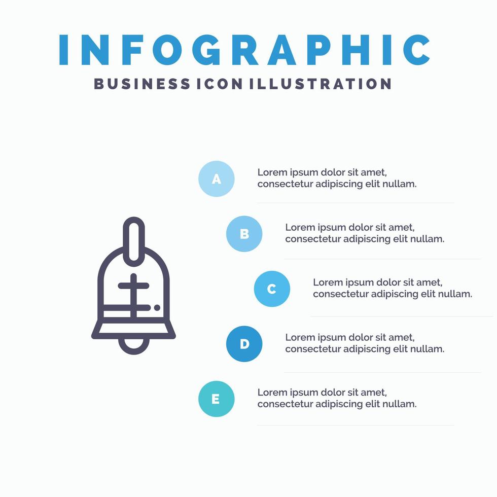 palla squillare Pasqua vacanza linea icona con 5 passaggi presentazione infografica sfondo vettore