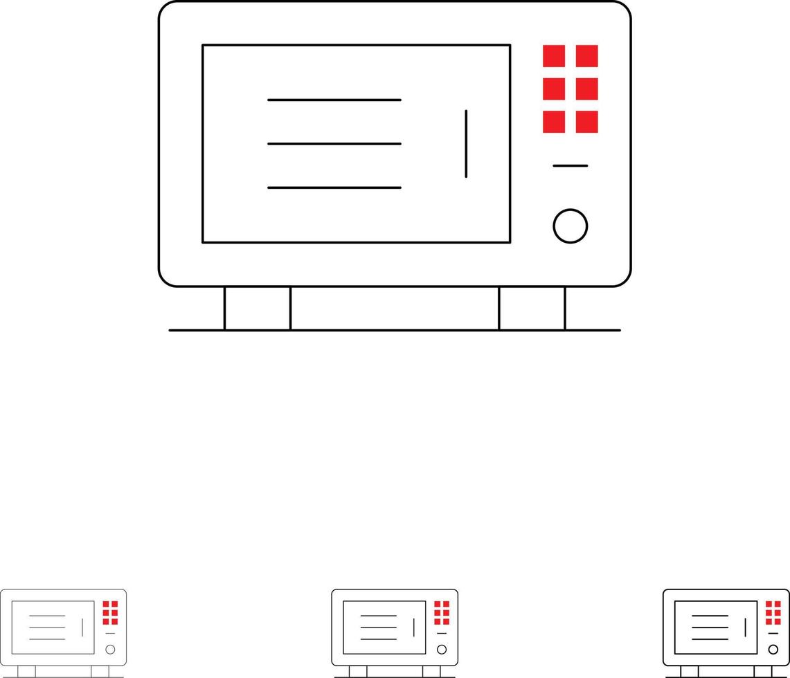 elettrico casa macchina forno grassetto e magro nero linea icona impostato vettore