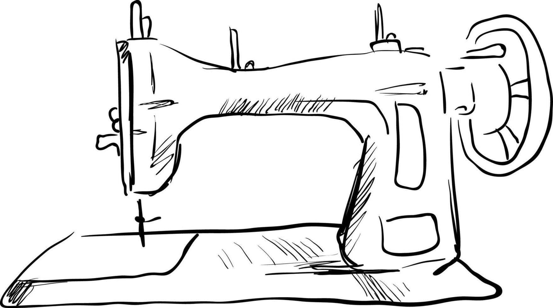 schizzo di cucire macchina, illustrazione, vettore su bianca sfondo.