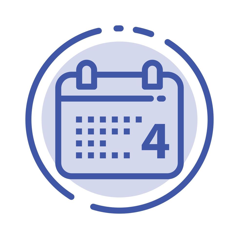calendario giorno Data americano blu tratteggiata linea linea icona vettore