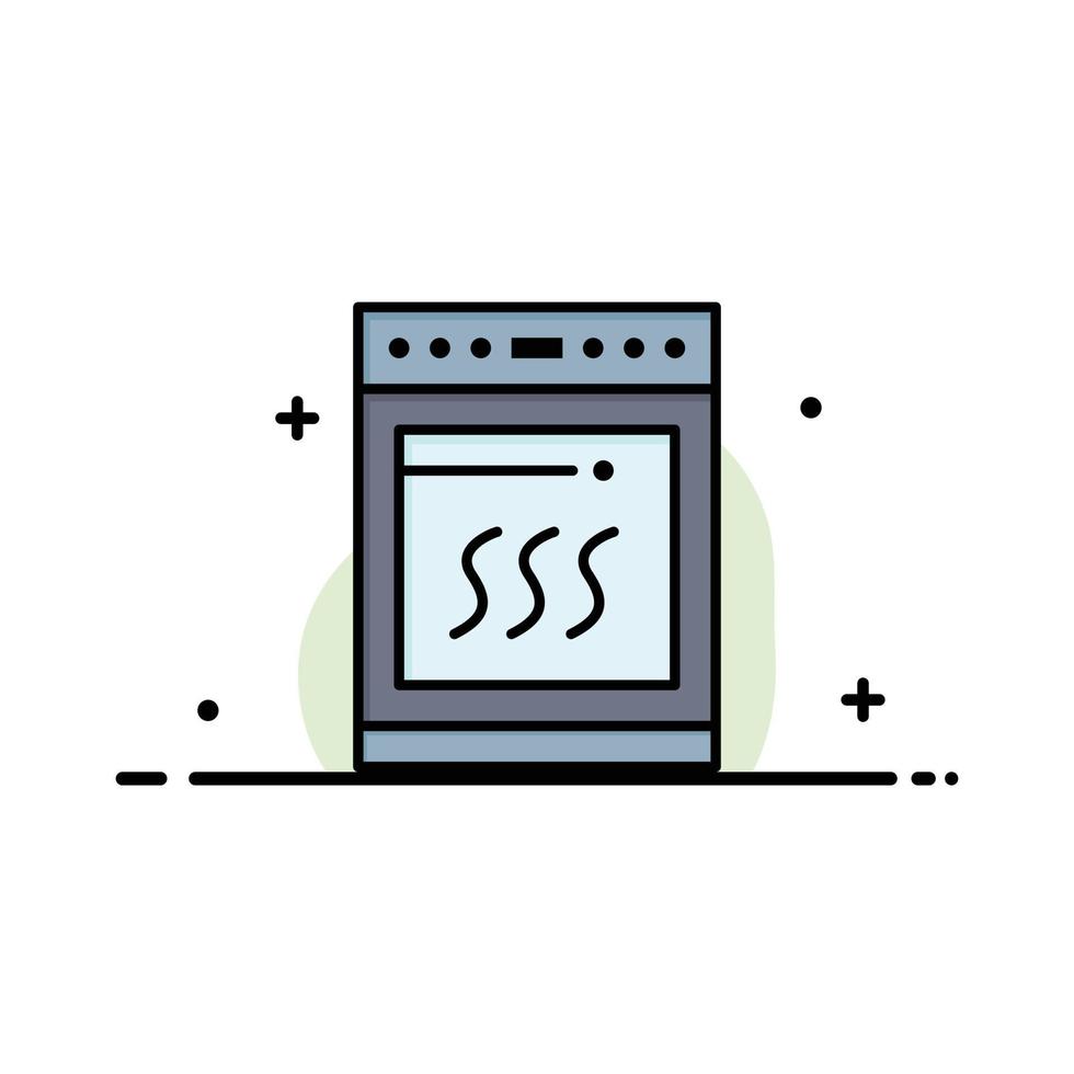 forno cucina microonde cucinando attività commerciale piatto linea pieno icona vettore bandiera modello