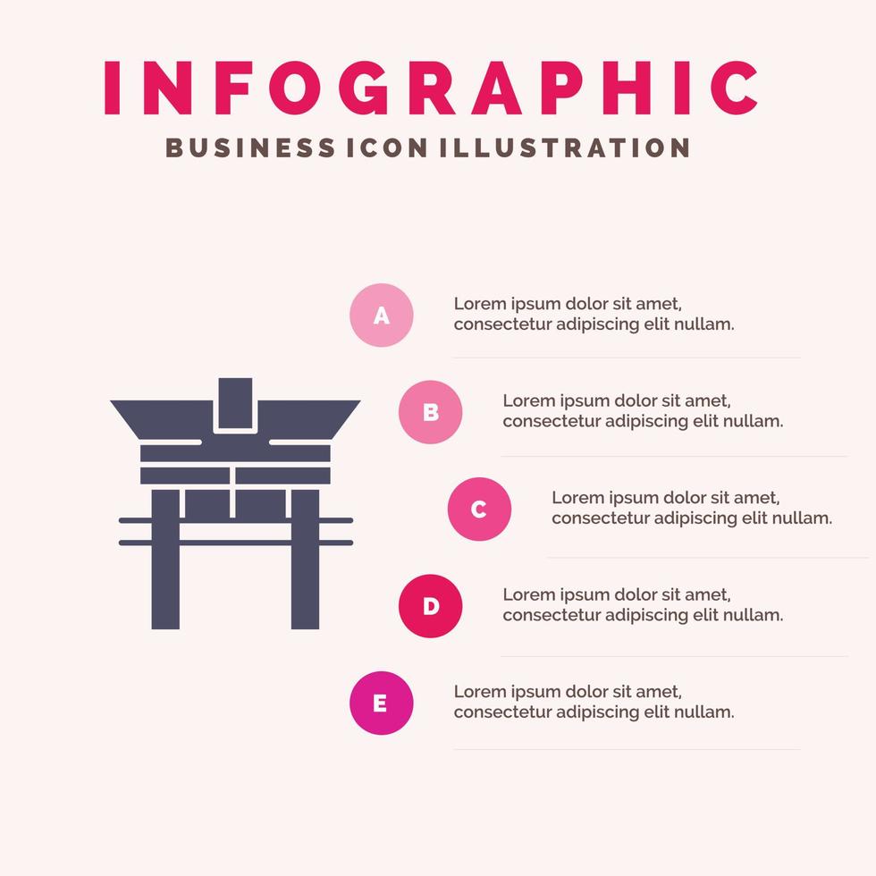 cancello ponte Cina Cinese infografica presentazione modello 5 passaggi presentazione vettore