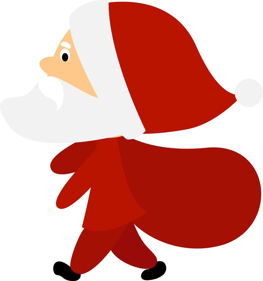 Santa con regalo, illustrazione, vettore su bianca sfondo.