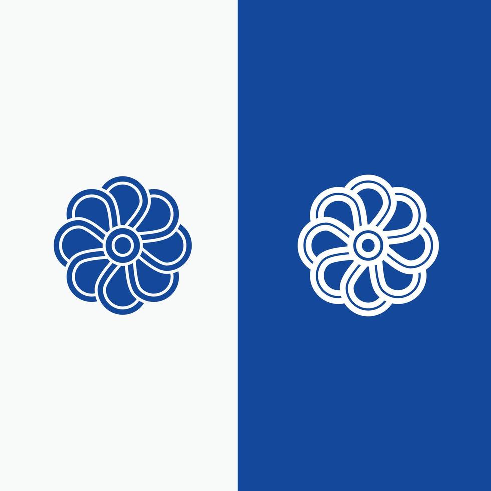 fiore natura pianta primavera linea e glifo solido icona blu bandiera linea e glifo solido icona blu bann vettore