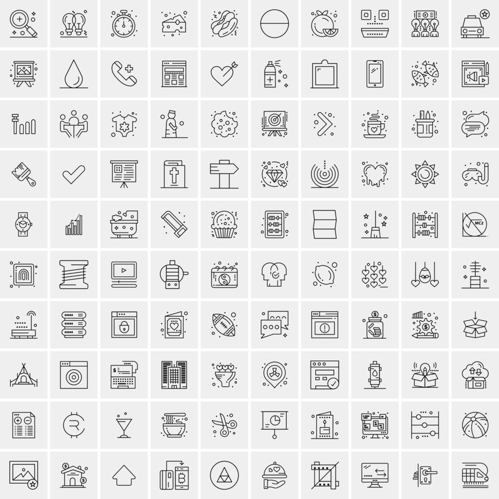 imballare di 100 universale linea icone per mobile e ragnatela vettore