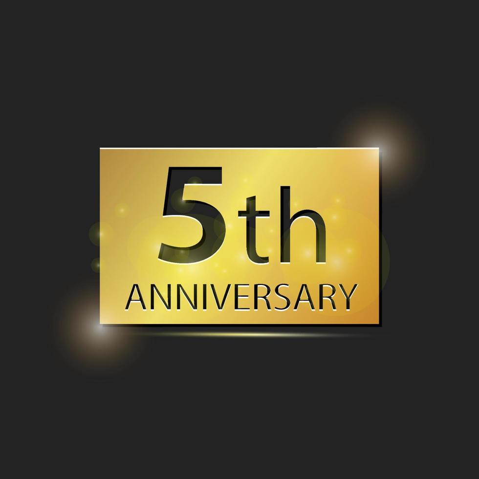 oro piazza piatto elegante logo 5 ° anno anniversario celebrazione vettore