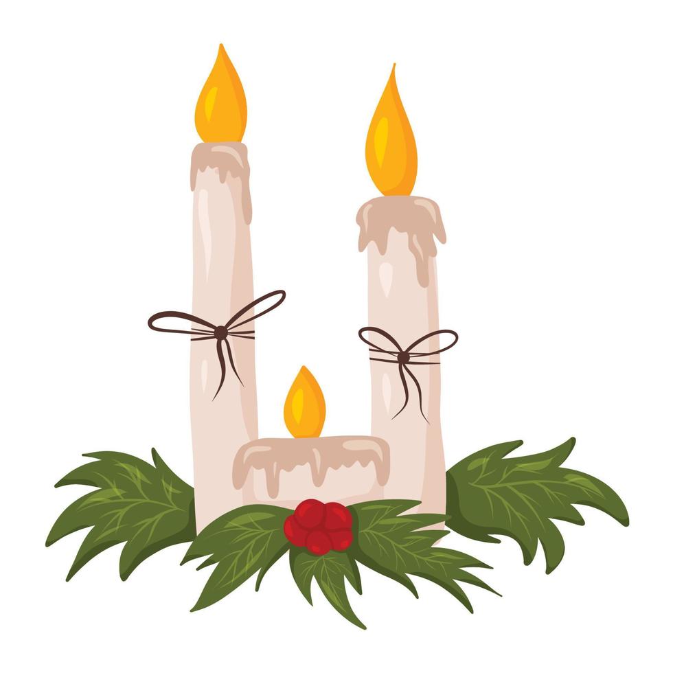 Natale candele isolato su bianca sfondo vettore