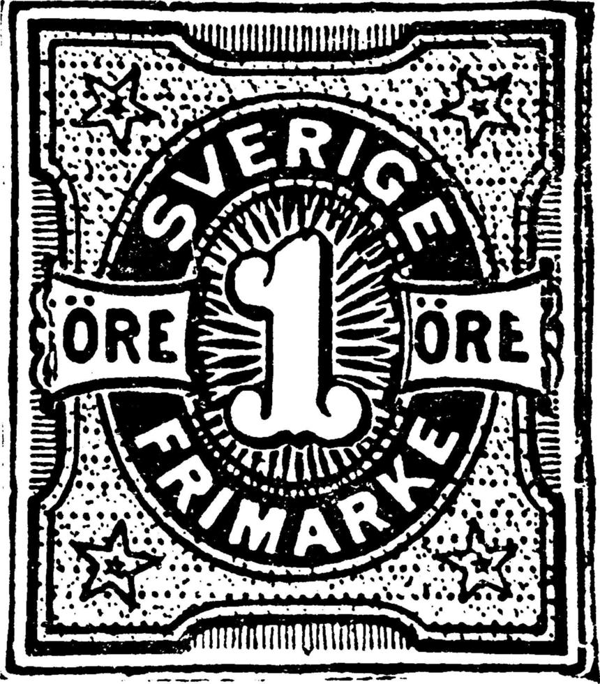Svezia 1 minerale francobollo, 1892, Vintage ▾ illustrazione vettore