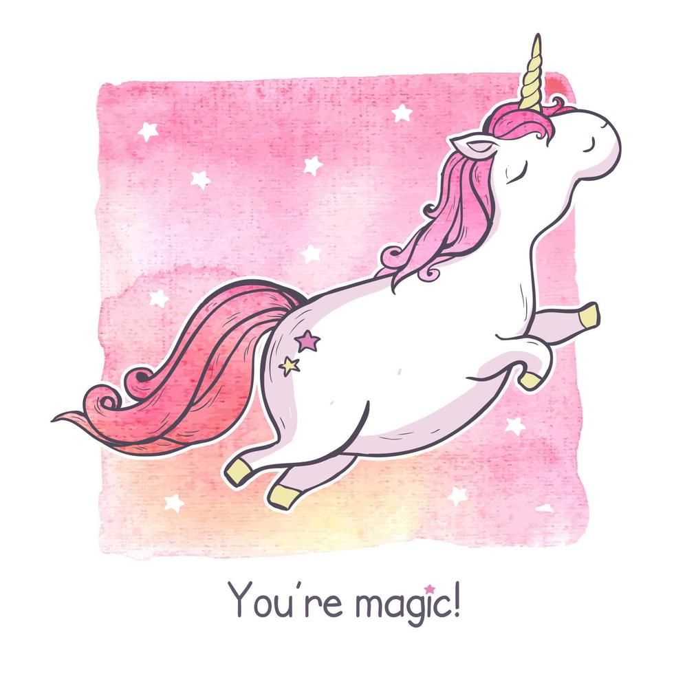 cartone animato Magia unicorno. vettore
