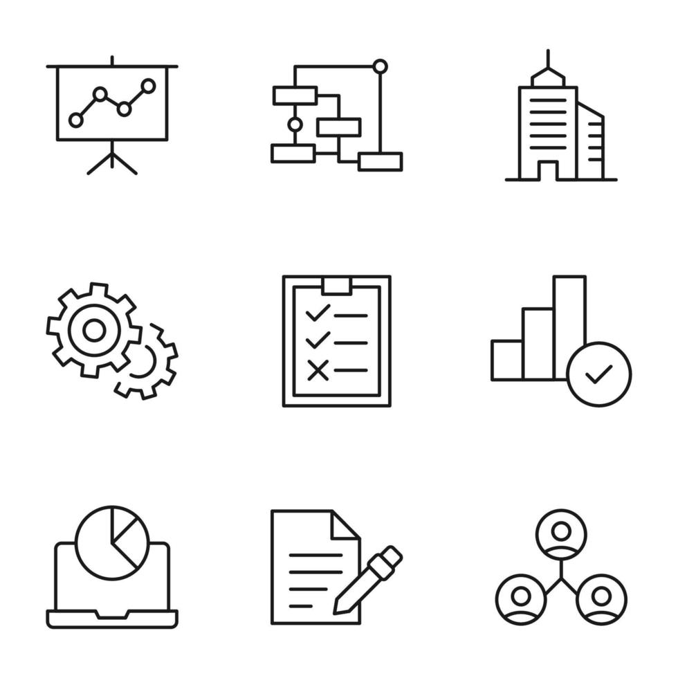 collezione di isolato vettore linea icone per ragnatela siti, annunci, articoli, I negozi, negozi. modificabile colpi. segni di presentazione asse, albero o mente carta geografica, grattacielo