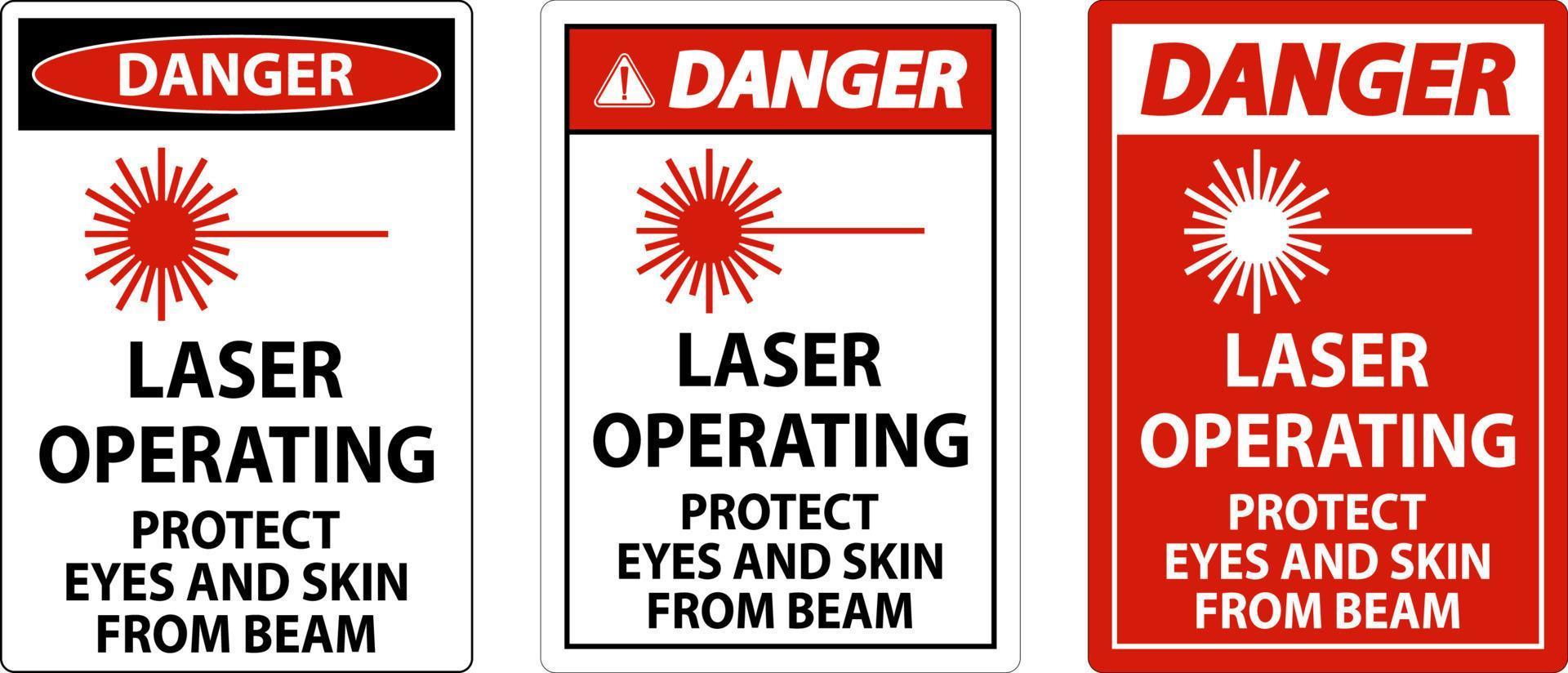 Pericolo laser operativo proteggere occhi e pelle a partire dal fascio cartello vettore