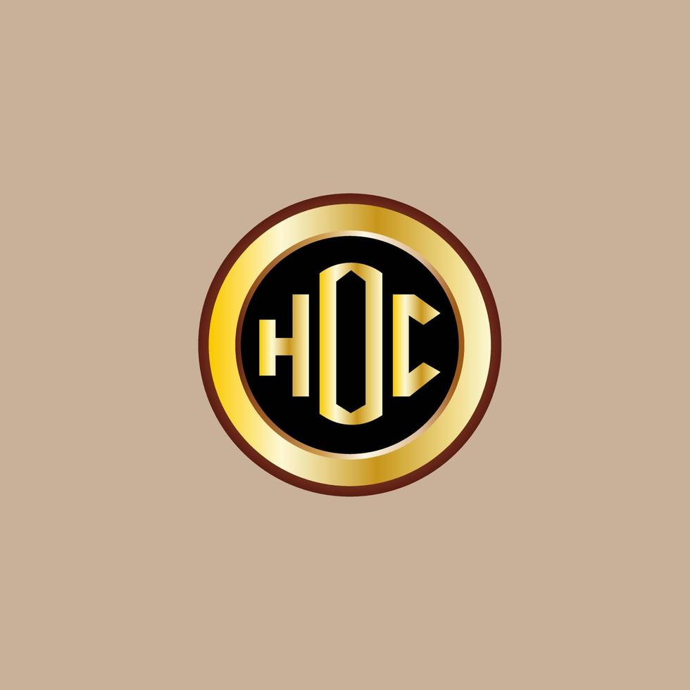 creativo hoc lettera logo design con d'oro cerchio vettore