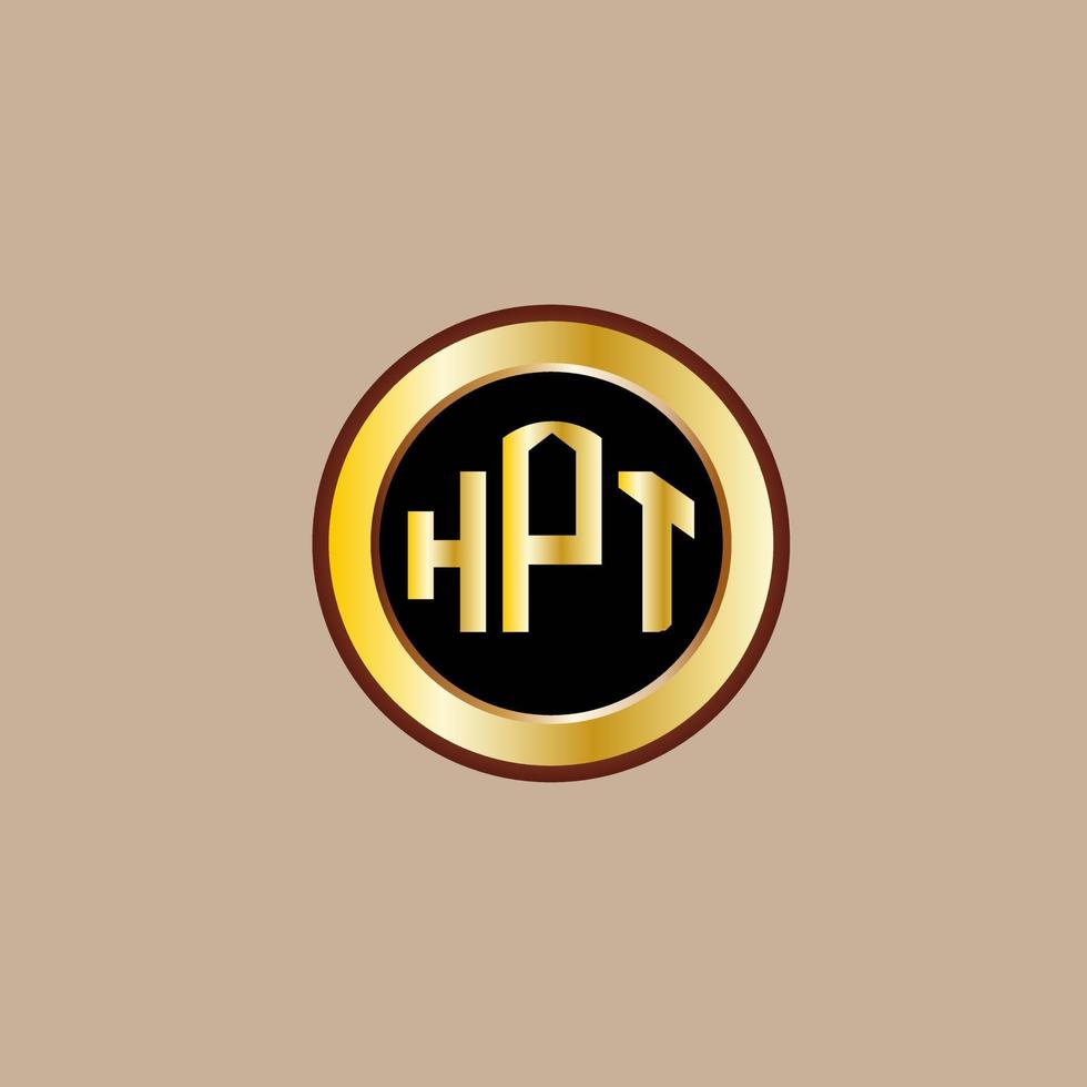 creativo hpt lettera logo design con d'oro cerchio vettore