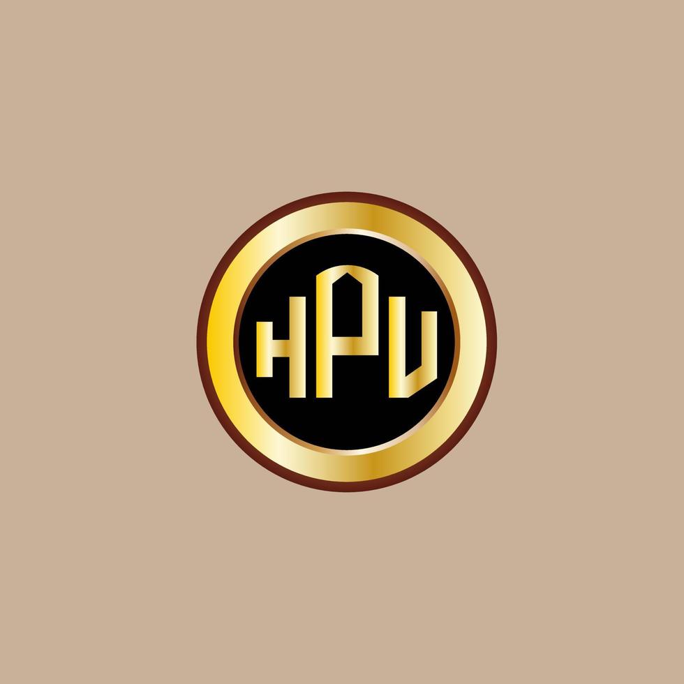 creativo hpu lettera logo design con d'oro cerchio vettore