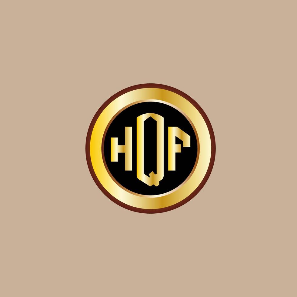 creativo hqf lettera logo design con d'oro cerchio vettore