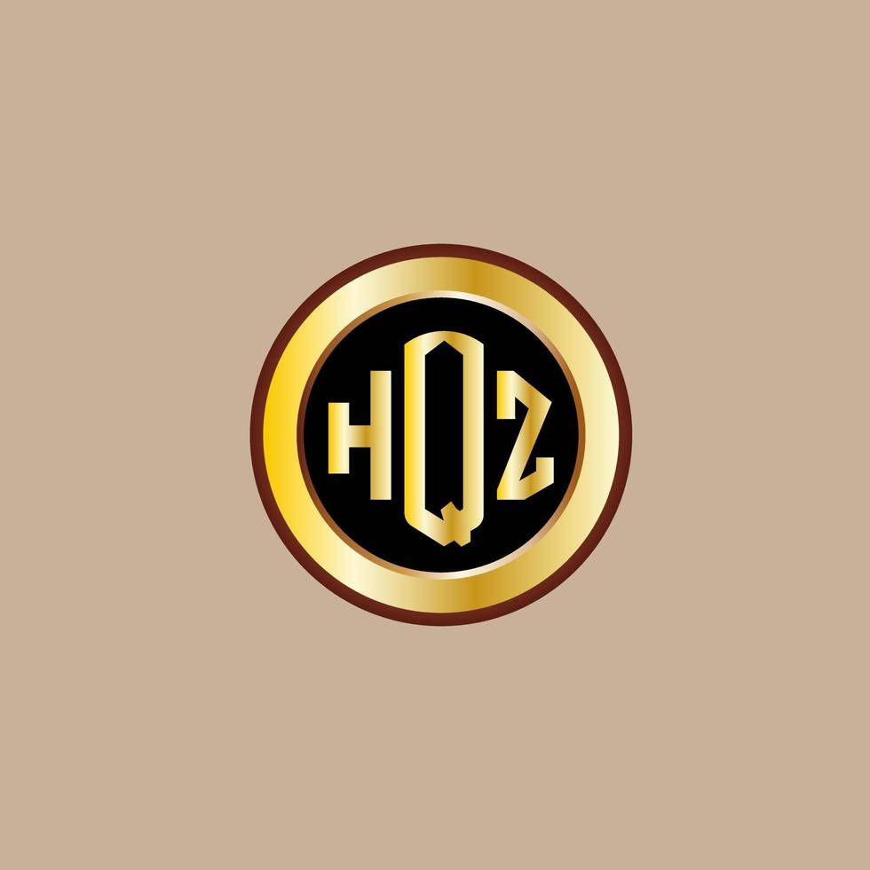 creativo hqz lettera logo design con d'oro cerchio vettore
