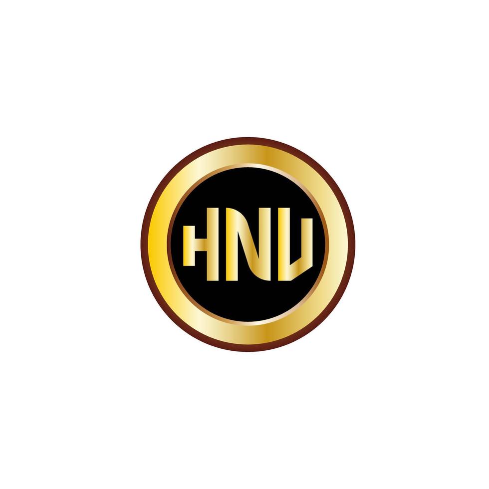 creativo hnu lettera logo design con d'oro cerchio vettore